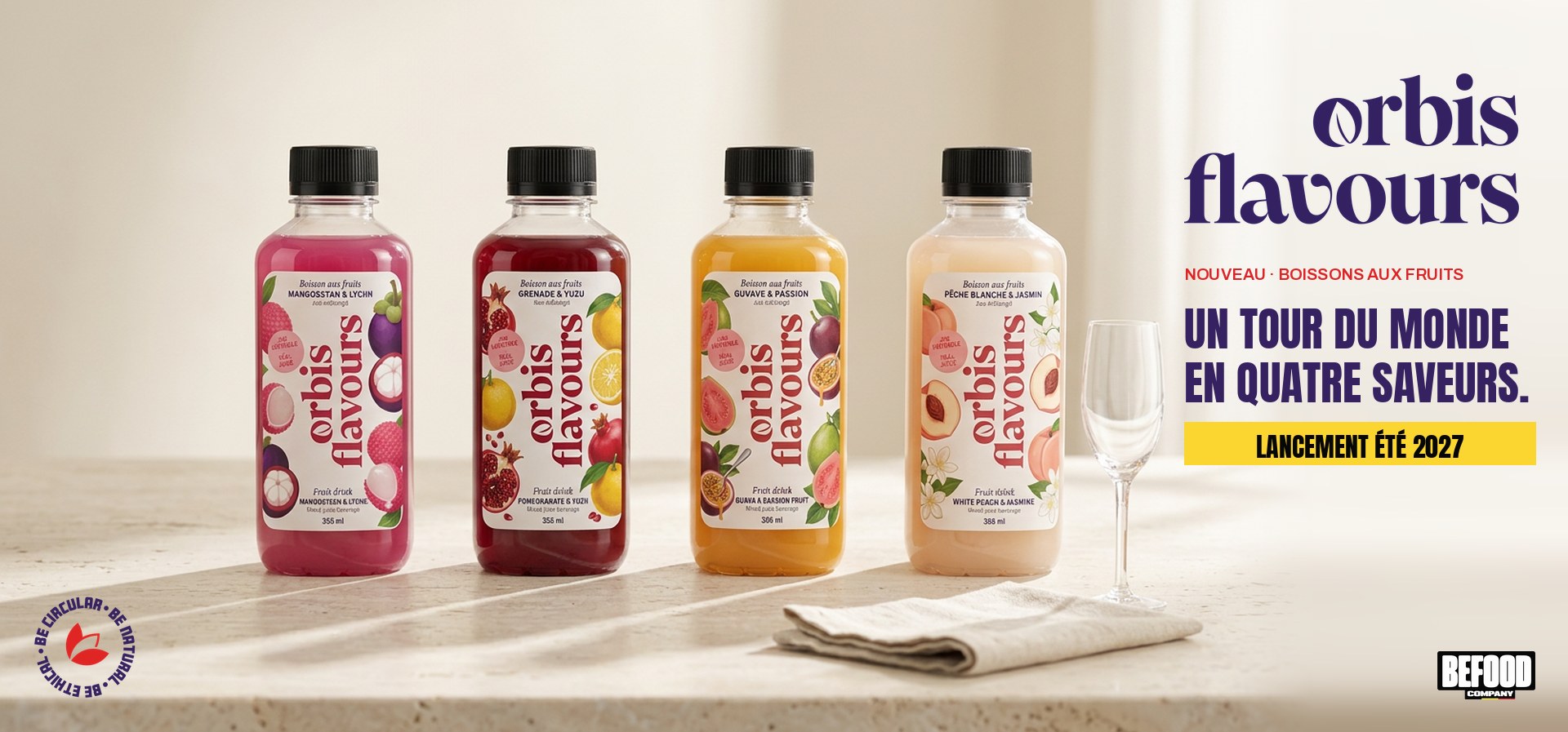 Bannière ORBIS FLAVOURS — Nouveau · Boissons aux fruits